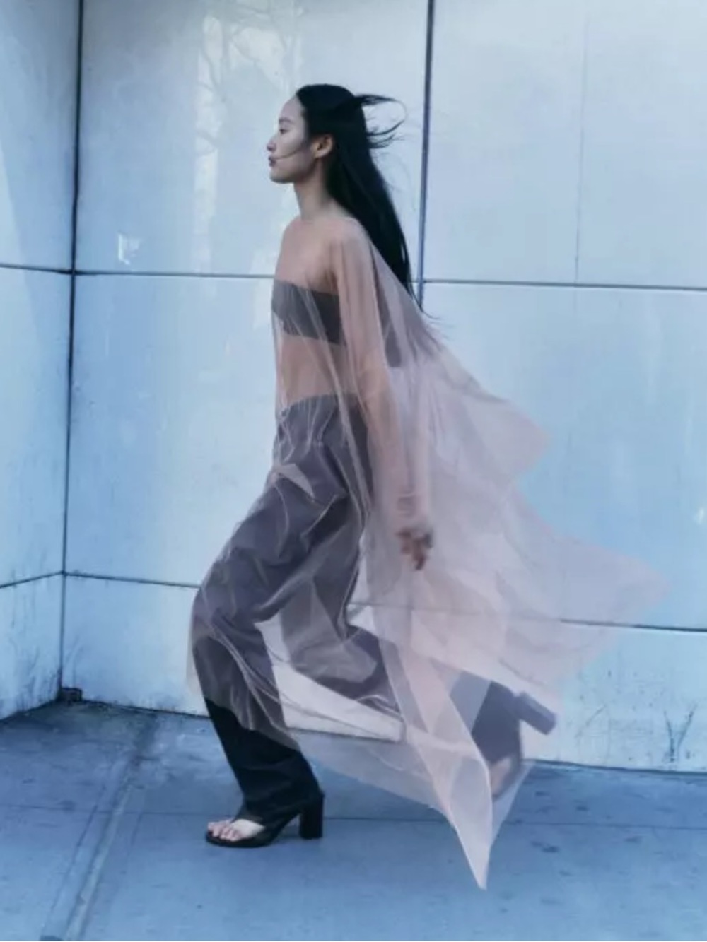 Zara blush pink tulle cape